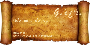 Gémes Éva névjegykártya