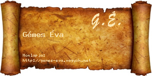 Gémes Éva névjegykártya